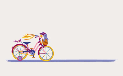 Family cycle skills cartoon bike image