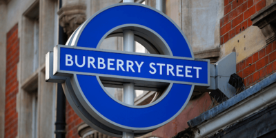 Purple roundel with Burberry street name