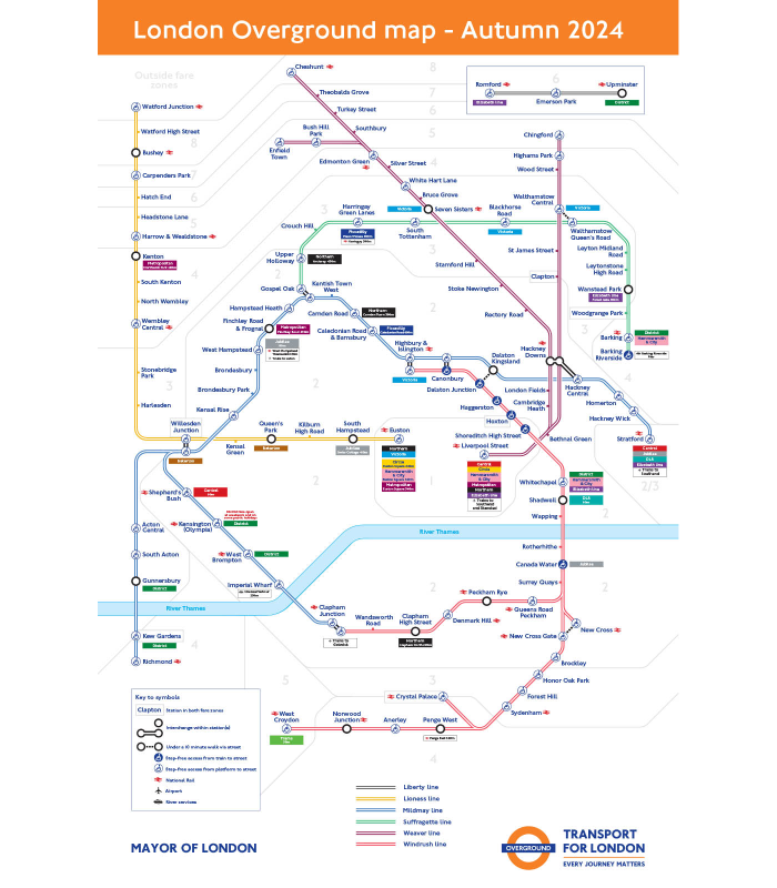 London Overground map with new names
