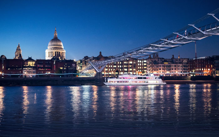 St Pauls by night, by boat