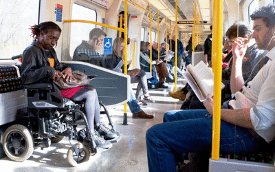 Wheelchair user on the Tube